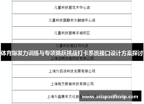 体育爆发力训练与专项跳跃挑战打卡系统接口设计方案探讨