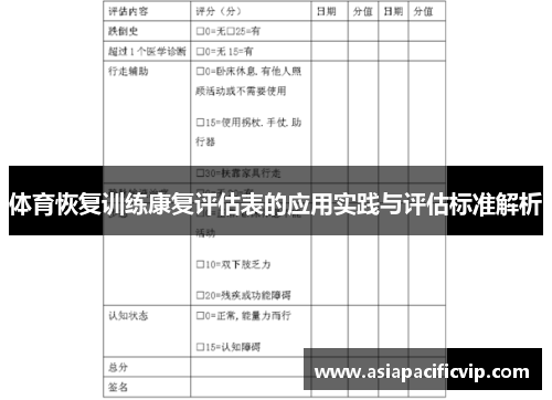 体育恢复训练康复评估表的应用实践与评估标准解析